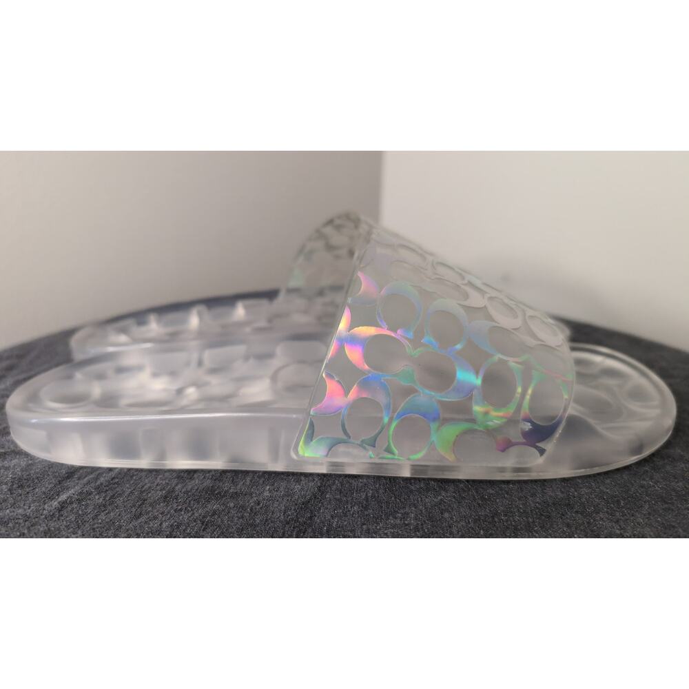 Coach Holographic Slide Sandals Size 9B Jelly Logo Pool Slides NWOT - Picture 3 of 8